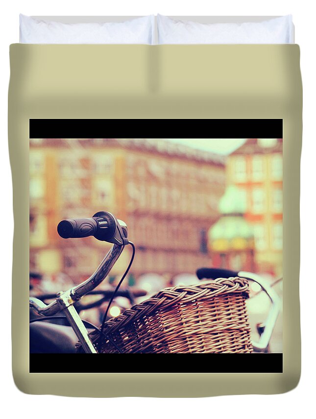 Copenhagen Duvet Cover featuring the photograph Bike by Julia Davila-lampe