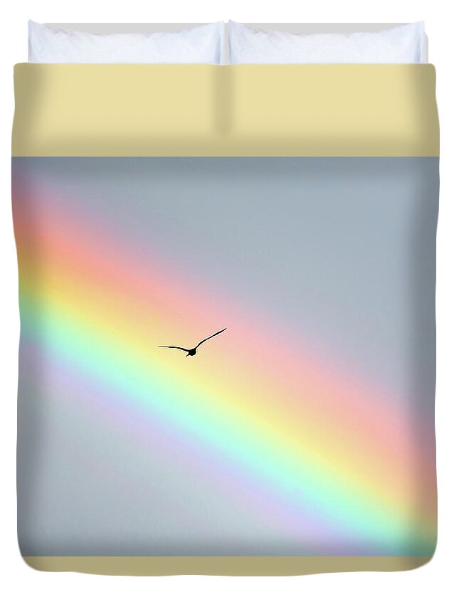Rainbow Duvet Cover featuring the photograph Bird Bow by Sean Davey
