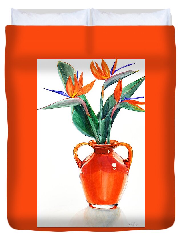 Bird Of Paradise Duvet Cover featuring the painting Bird of Paradise by Jane Loveall