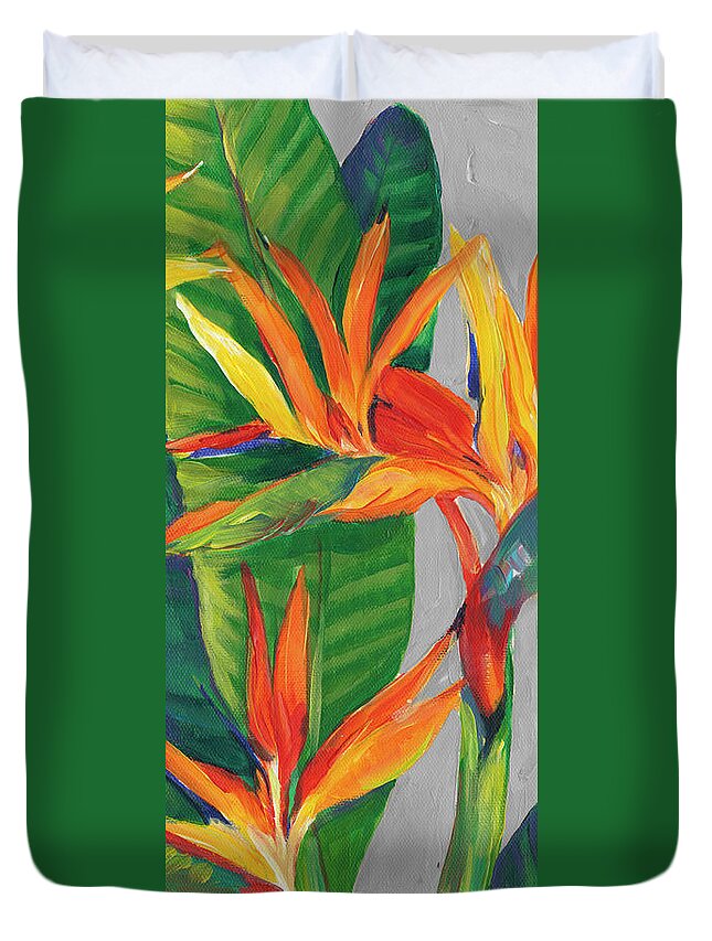 Botanical Duvet Cover featuring the painting Bird Of Paradise Triptych II by Tim Otoole