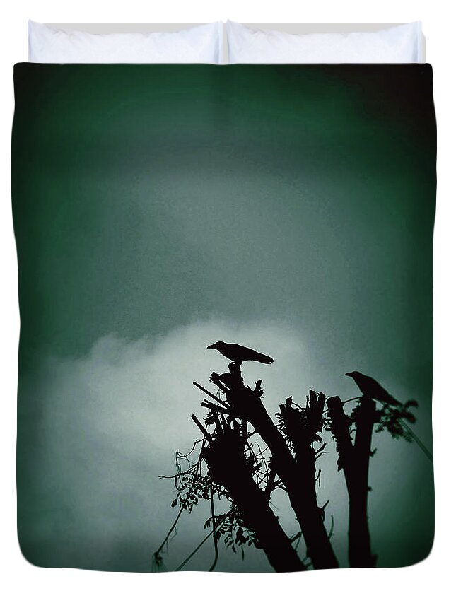 Animal Themes Duvet Cover featuring the photograph Bird Silhouette by Photography By Zeeshan