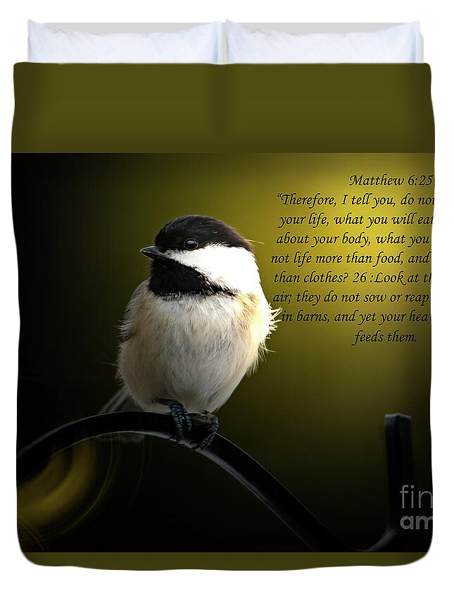 Scripture Duvet Cover featuring the photograph Birds of the Air by Sandra J's