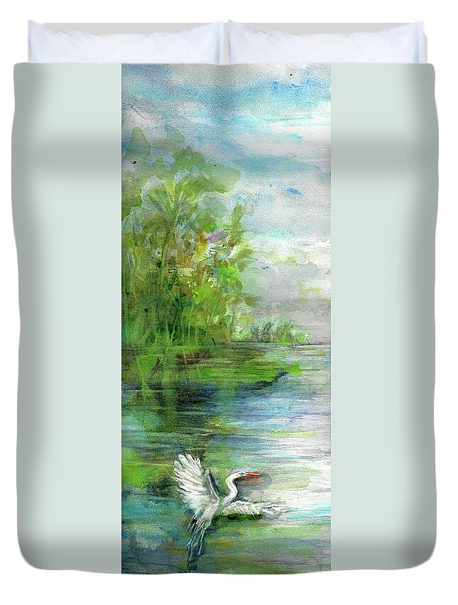 #creativemother Duvet Cover featuring the painting Birds of the Swamp, left by Francelle Theriot