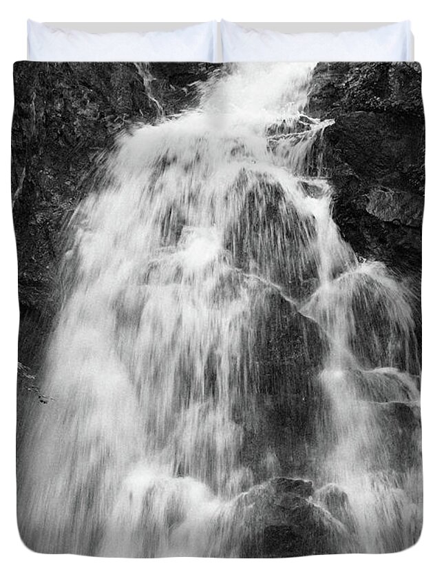 Tennessee Duvet Cover featuring the photograph Black And White Waterfall by Phil Perkins