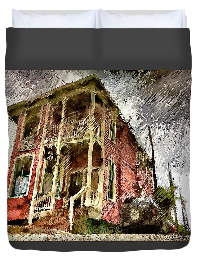 Architecture Duvet Cover featuring the photograph Black Cow by GW Mireles