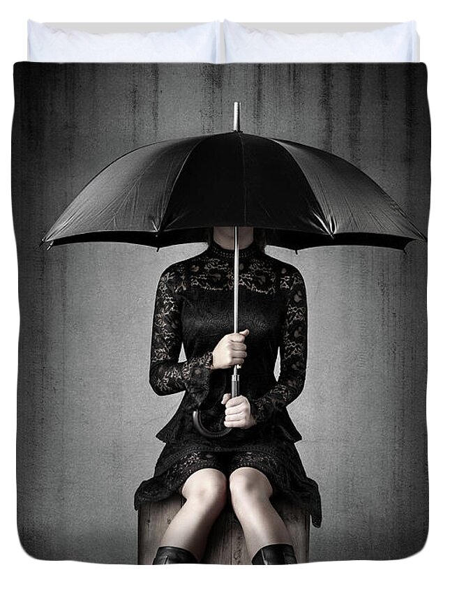 Woman Duvet Cover featuring the photograph Black Rain by Johan Swanepoel
