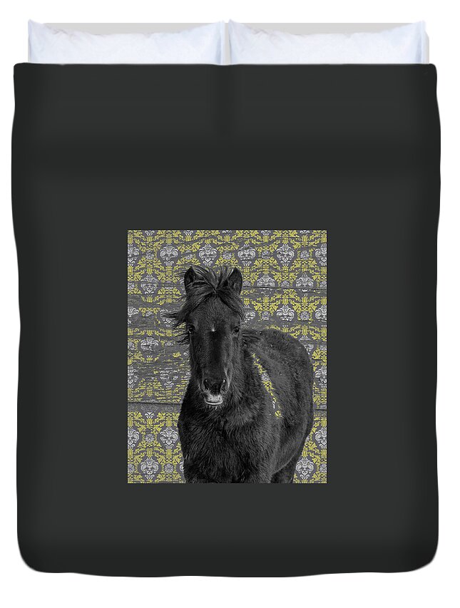 Horses Duvet Cover featuring the photograph Blackie by Mary Hone