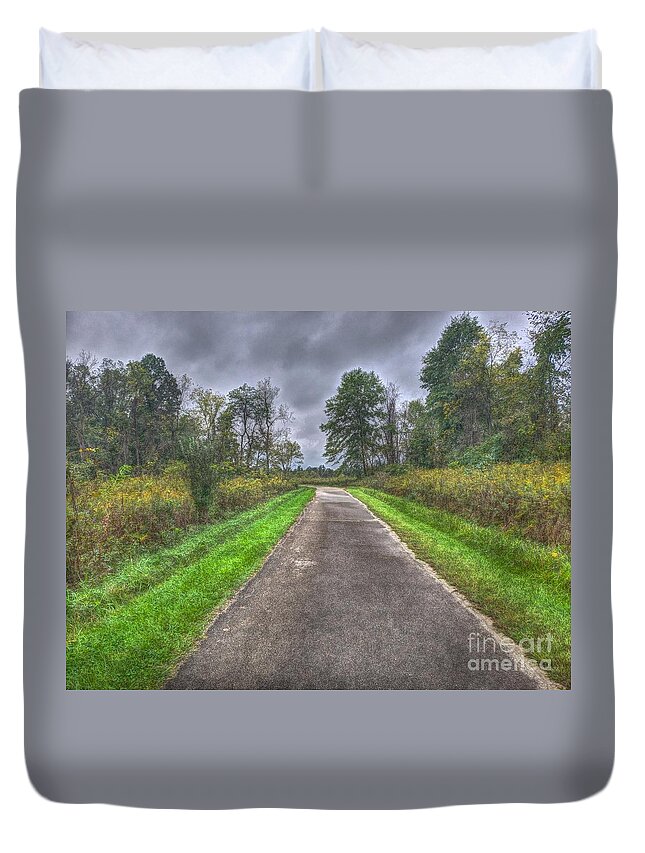 Trail Duvet Cover featuring the photograph Blacklick Woods Pathway by Jeremy Lankford