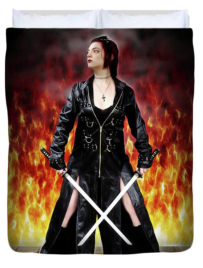 Fire Duvet Cover featuring the photograph Blades by Jon Volden