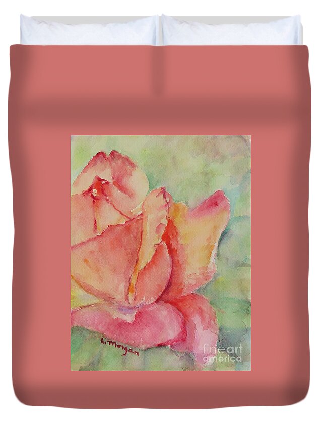 Rose Duvet Cover featuring the painting Blooming Rose by Laurie Morgan