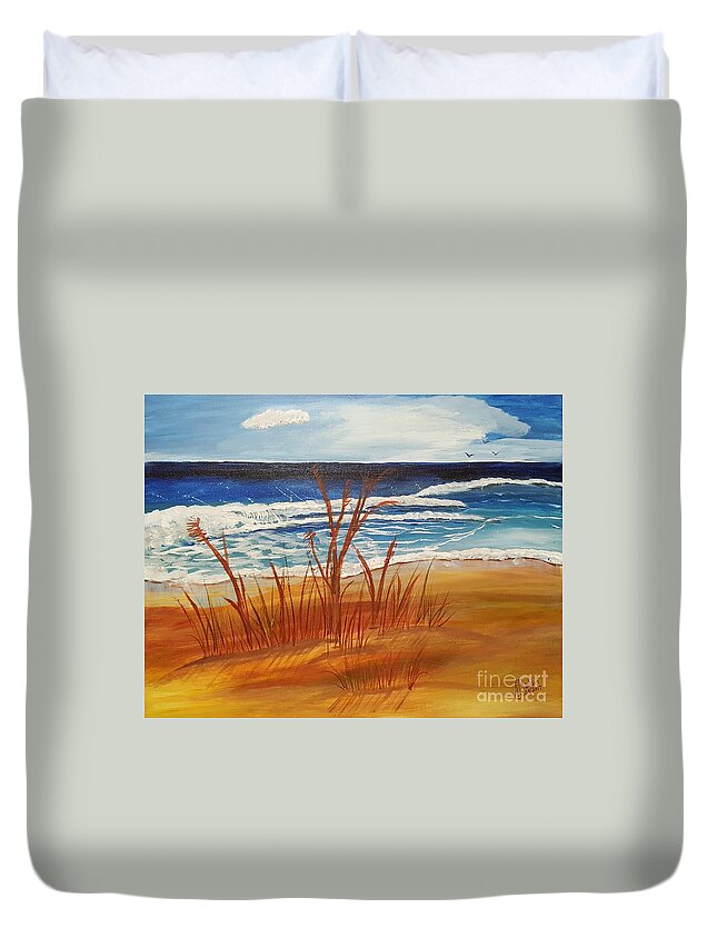 Beach Duvet Cover featuring the painting Blowing in the Wind by Elizabeth Mauldin