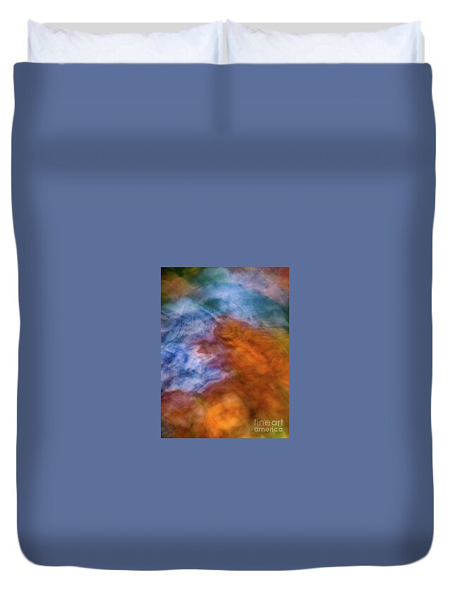 Abstract Duvet Cover featuring the photograph Blue and orange rose flower abstract by Phillip Rubino