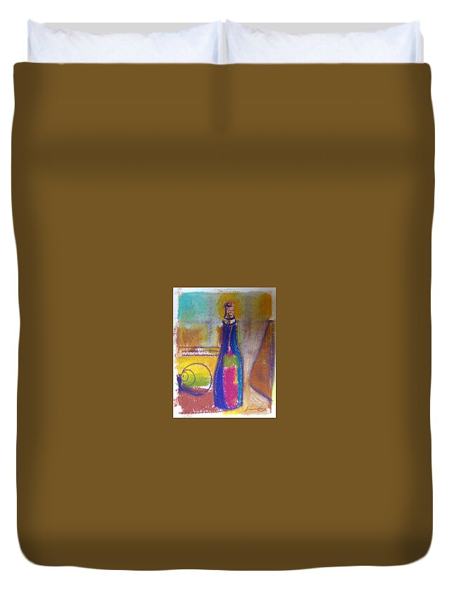 Skech Duvet Cover featuring the painting Blue Bottle by Suzanne Giuriati Cerny