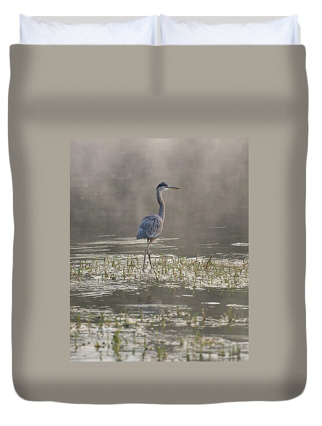 Blue Heron Duvet Cover featuring the photograph Blue Heron by Phil Abrams