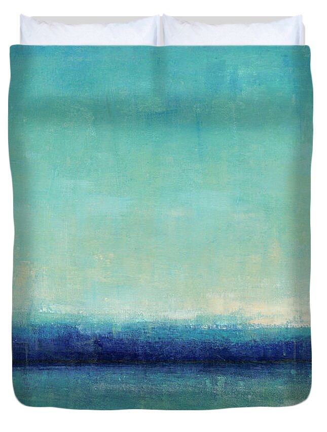 Coastal & Tropical+landscapes & Seascapes+coastal & Seascapes Duvet Cover featuring the painting Blue Horizon I by Tim Otoole