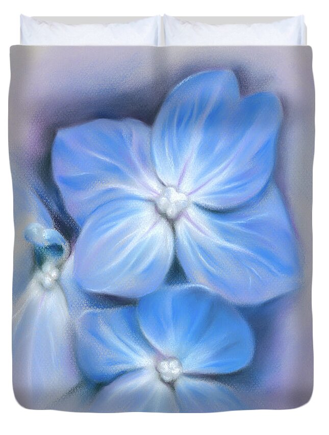 Botanical Duvet Cover featuring the painting Blue Hydrangea by MM Anderson