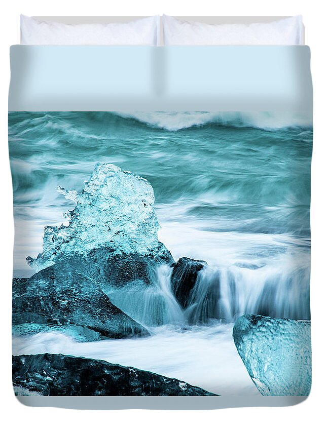 Ice Duvet Cover featuring the photograph Blue Ice by Mark Hunter