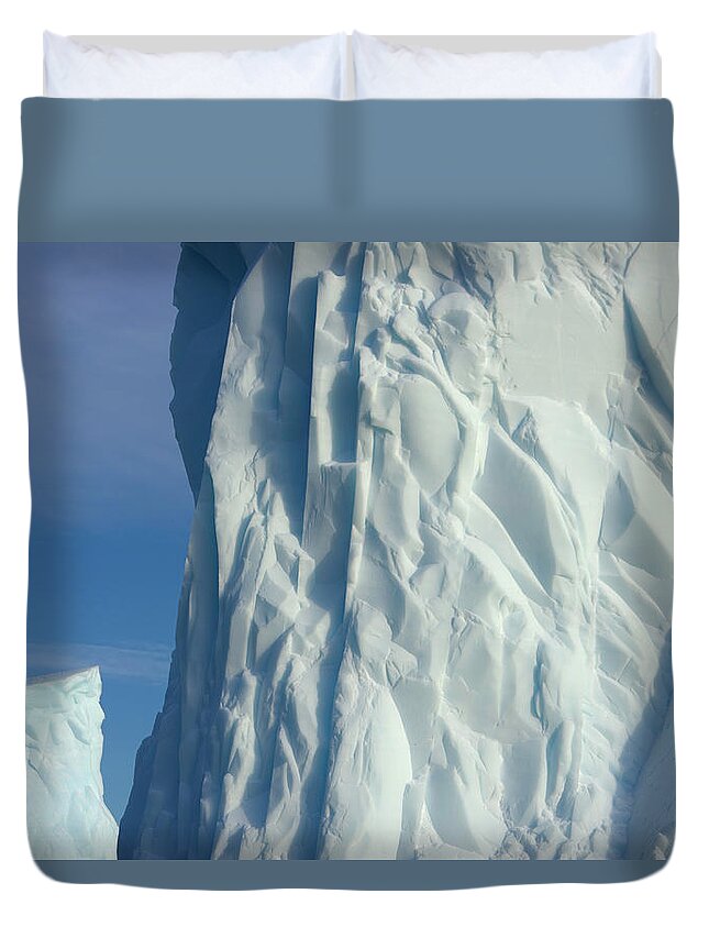 Tranquility Duvet Cover featuring the photograph Blue Iceberg Floating In Sea In Spring by Eastcott Momatiuk