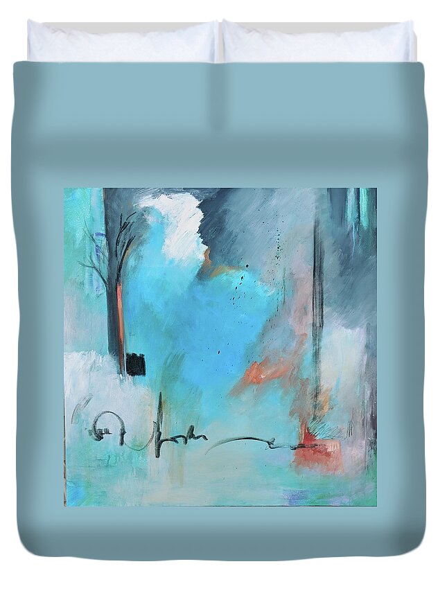 Blue Duvet Cover featuring the painting Blue Note by Jillian Goldberg