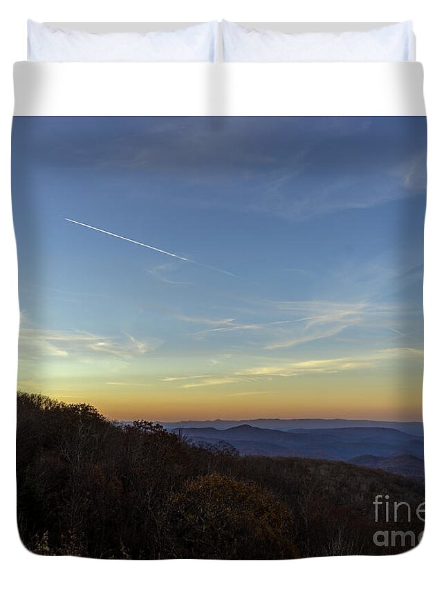 Blue Ridge Parkway Duvet Cover featuring the photograph Blue Ridge Parkway Falling Star Sunset 766 by Ricardos Creations