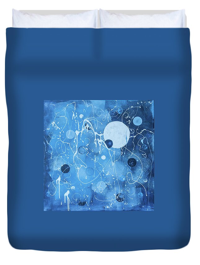 Abstract Duvet Cover featuring the painting Blue Universe by Maxim Komissarchik