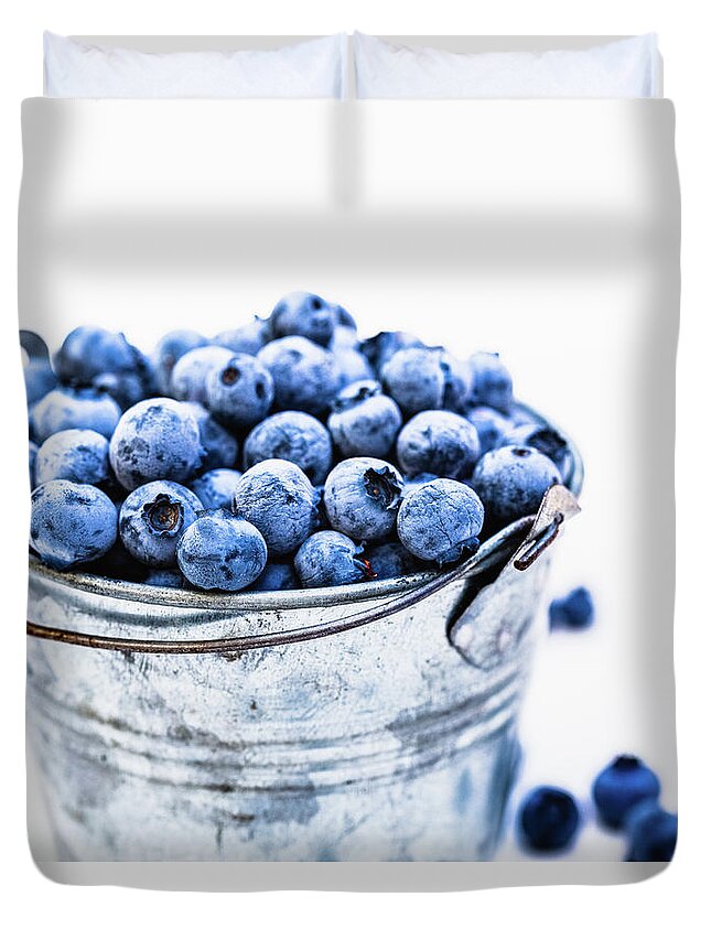 Lifestyles Duvet Cover featuring the photograph Blueberries by Deimagine
