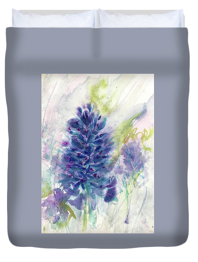 Texas Landscape Duvet Cover featuring the painting Bluesy Do by Francelle Theriot