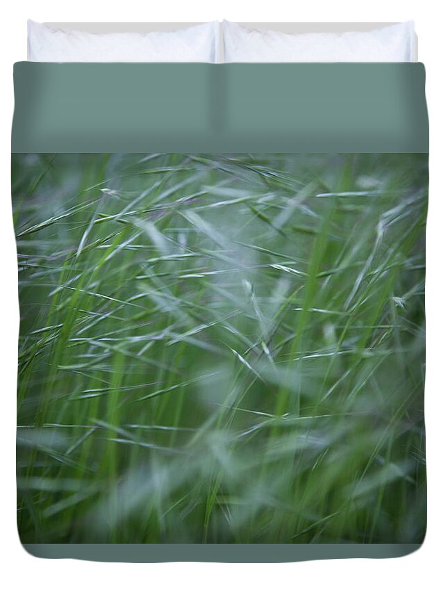 Abstract Duvet Cover featuring the photograph Blurry Wheat by Maria Heyens