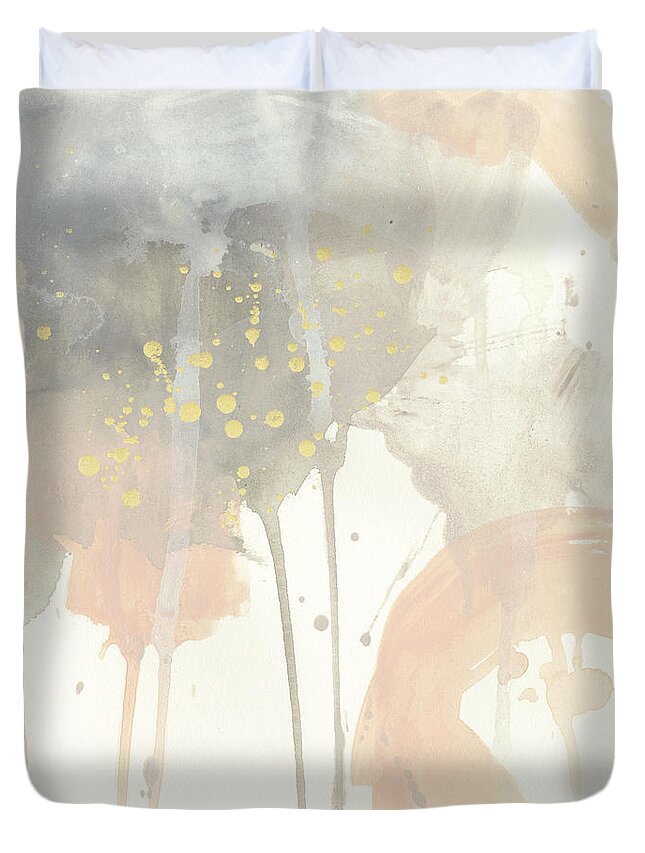 Abstract Duvet Cover featuring the painting Blush Beacon I by June Erica Vess