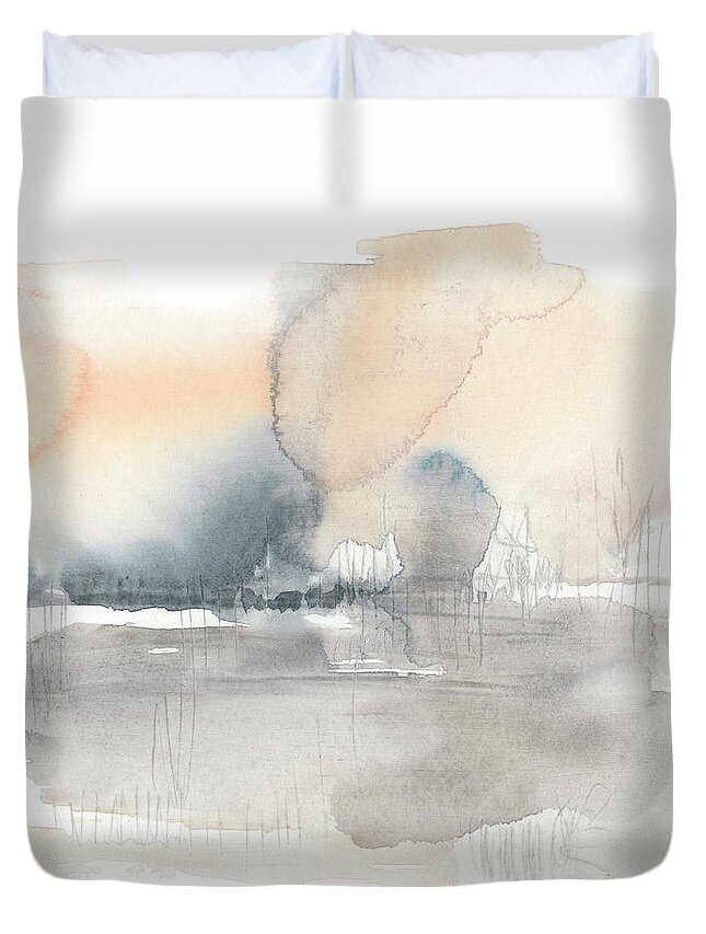 Abstract Duvet Cover featuring the painting Blush Haze II by Jennifer Goldberger