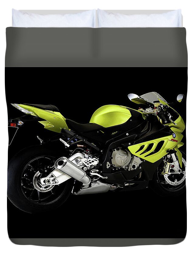 Bmw Duvet Cover featuring the mixed media Bmw S1000r by Smart Aviation