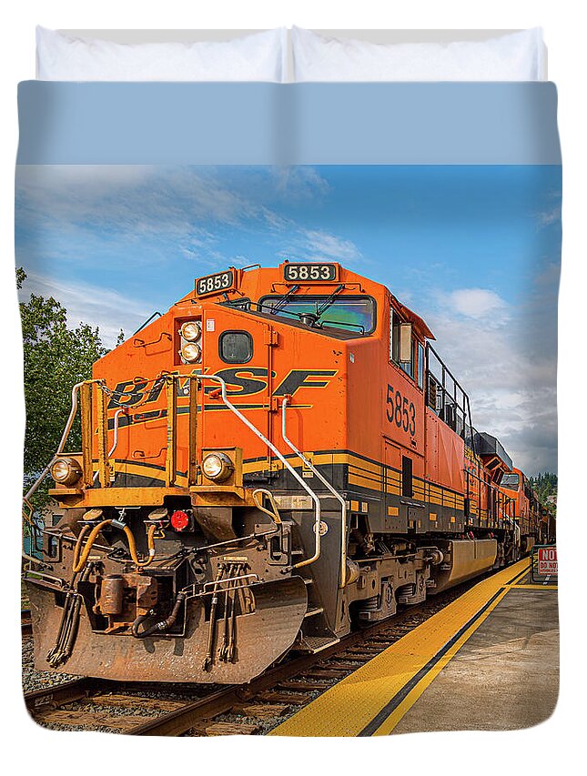 Bnsf Duvet Cover featuring the photograph BNSF Locomotive by Darryl Brooks