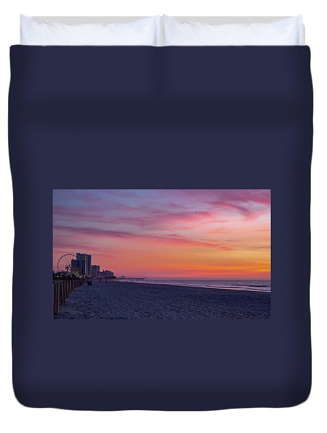 Beach Duvet Cover featuring the photograph Boardwalk Sunrise by David Palmer