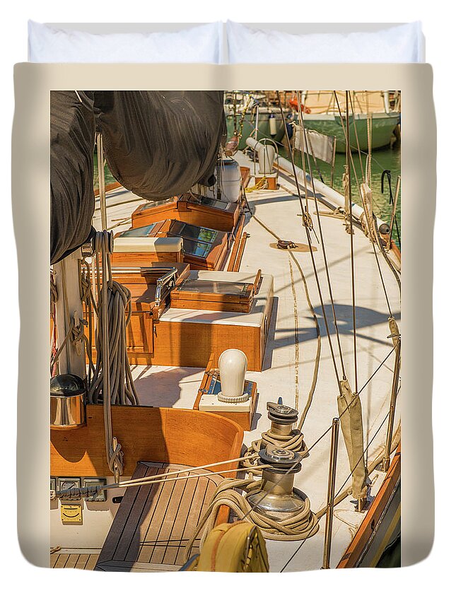 Italy Duvet Cover featuring the photograph Boat Deck by Vivida Photo PC