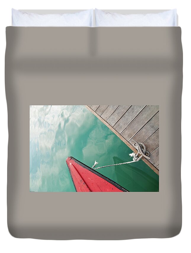 Rope Duvet Cover featuring the photograph Boats In Water by Charlene Collins