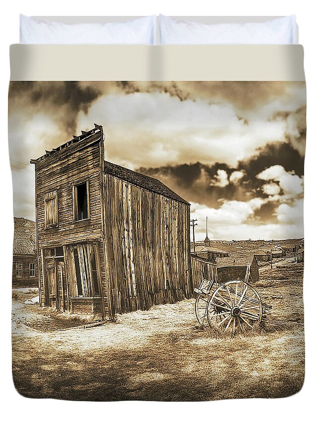 Old Duvet Cover featuring the photograph BODIE MAIN STREET, Bodie Ghost Town, California by Don Schimmel