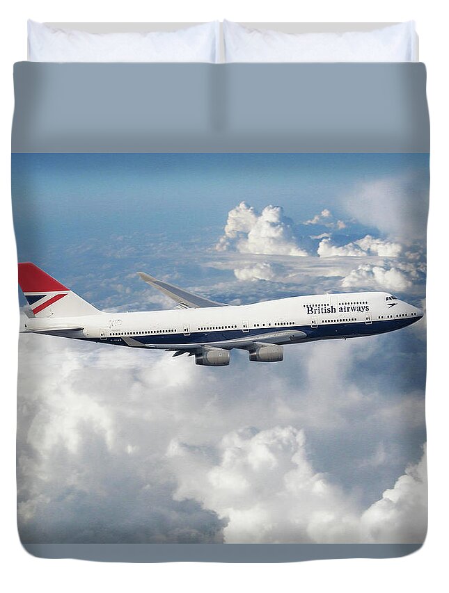 British Airways Boeing 747 Duvet Cover featuring the digital art Boeing 747-436 G-CIVB by Airpower Art