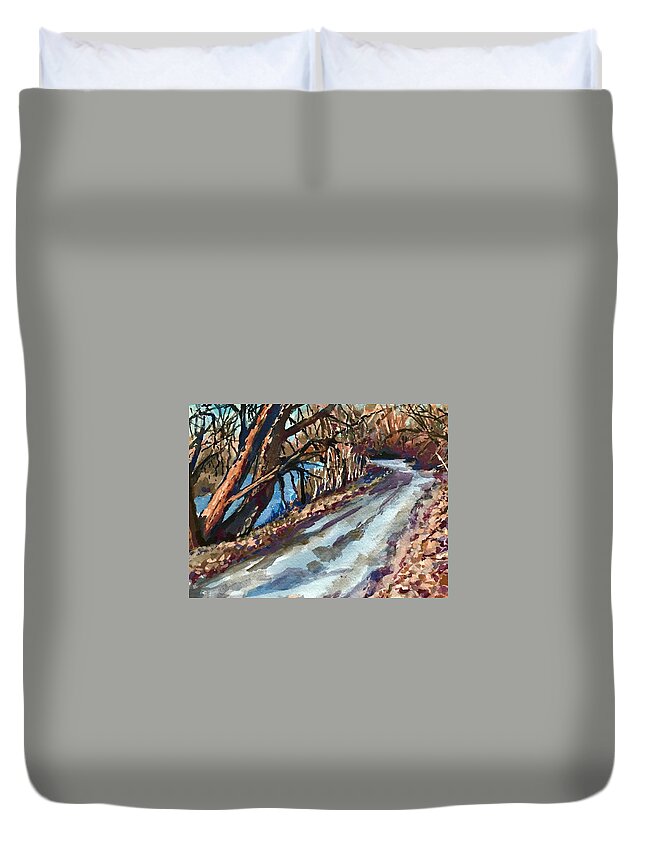 Boise Duvet Cover featuring the painting Boise Greenbelt study #5 by Les Herman