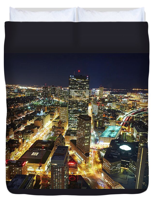 Outdoors Duvet Cover featuring the photograph Boston At Night by Allan Baxter