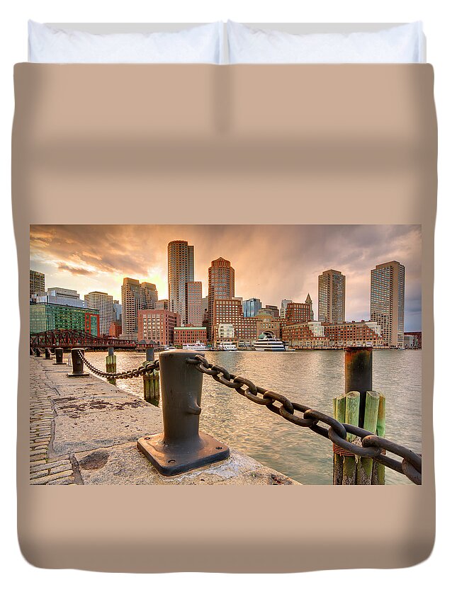Outdoors Duvet Cover featuring the photograph Boston Skyline by Sean Pavone