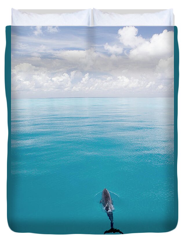 One Animal Duvet Cover featuring the photograph Bottle-nosed Dolphin Surfacing Tursiops by Stephen Frink