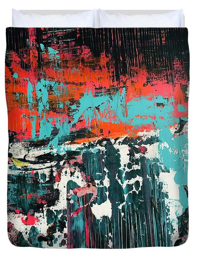 Abstract Duvet Cover featuring the painting Bottoms Up by Laura Jaffe