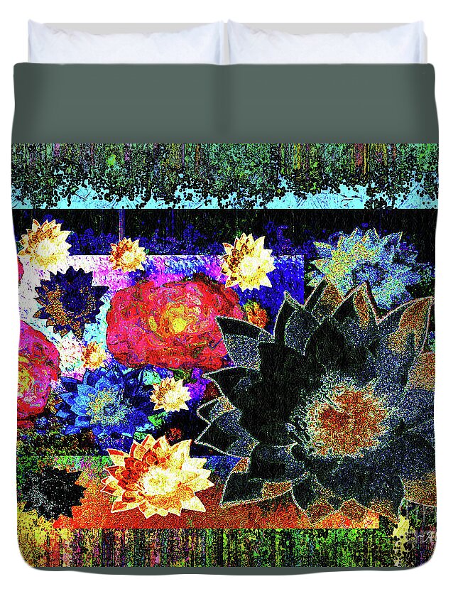 Garden Duvet Cover featuring the mixed media Bouquet of Gratitude and Forgiveness by Aberjhani