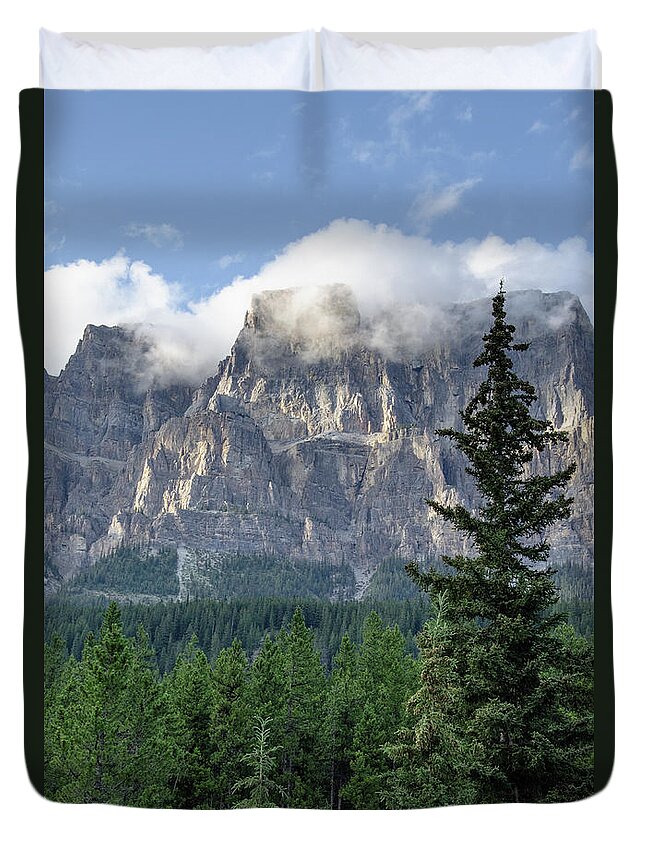 Canada Duvet Cover featuring the photograph Bow Valley Misty Mountain by Douglas Wielfaert