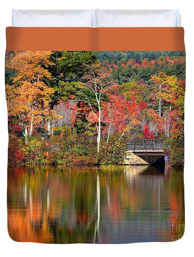 New Hampshire Duvet Cover featuring the photograph Bridge at Lake Chocorua by Steve Brown