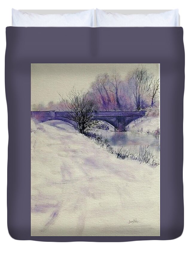 Stony Stratford Duvet Cover featuring the painting Bridge At Stony by Barry BLAKE