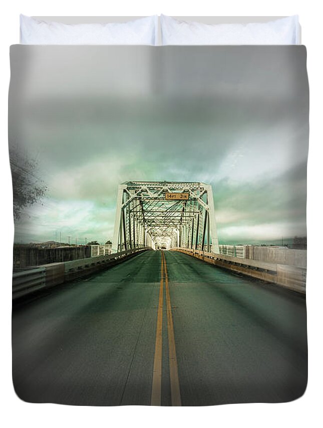 Llano Duvet Cover featuring the photograph Bridge Blur by Raul Rodriguez