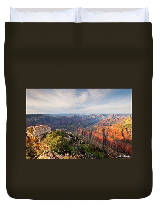 Arizona Duvet Cover featuring the photograph Bright Angel Canyon at Sunrise by Jeff Goulden