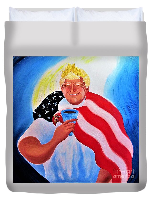 Trump Duvet Cover featuring the painting Bright name by Tatyana Shvartsakh