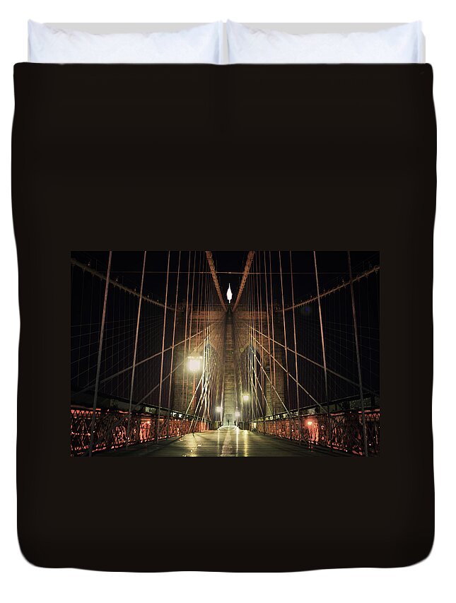 Tranquility Duvet Cover featuring the photograph Brooklyn Bridge by Good Art Looks Pretty, Great Art Invokes Thought